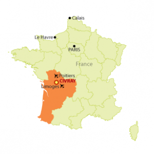 map of France showing Civray